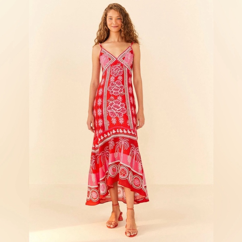 Farm Rio Red Summer Maxi Dress size XS